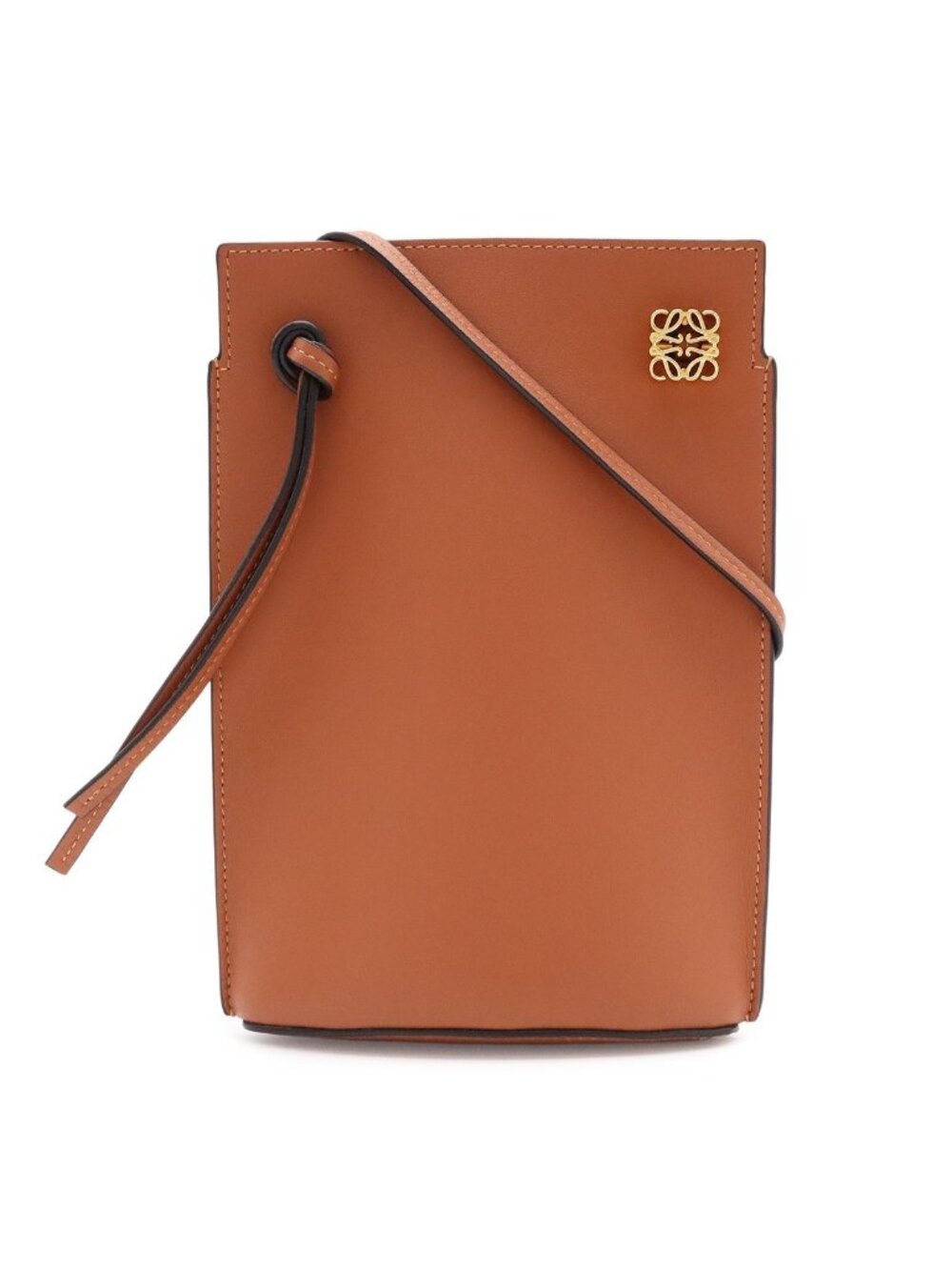 Loewe Anagram Dice Pocket Shoulder Bag Pouch Pochette Classic Calf Leather Tan